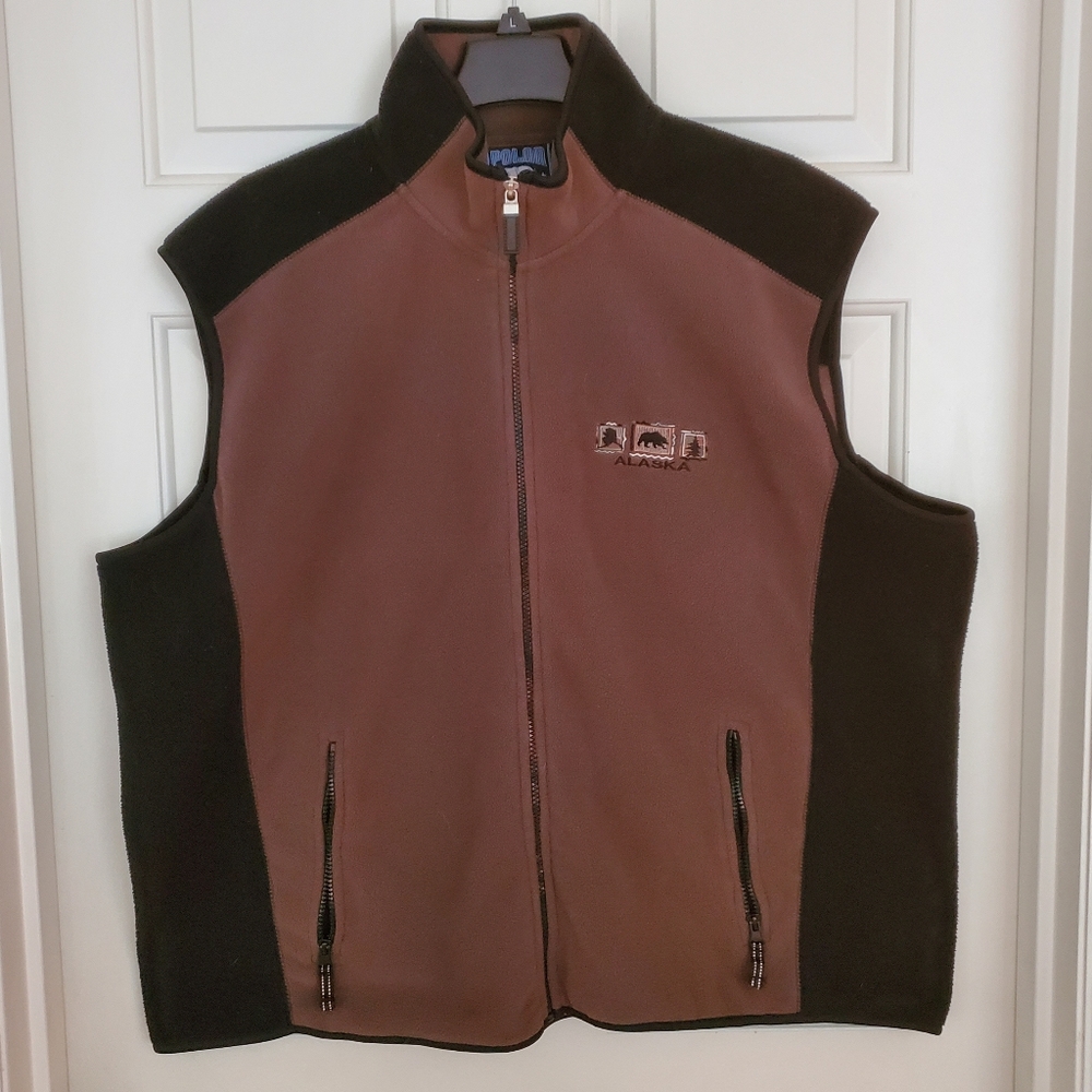 Polar Quality Sportswear Men's Alaskan Brown Fleece Full Zip Vest Size 2X